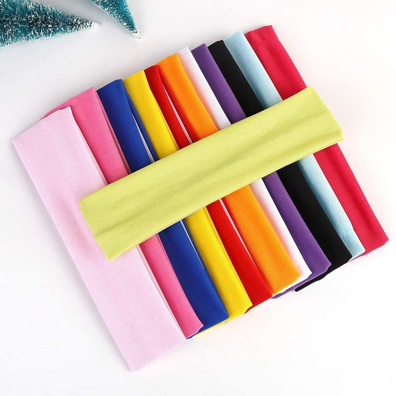 DIYASY 12 Pcs Women Yoga Headbands, Fashion Soft Elastic Cotton Sweatband Yoga Stretchy Headband for Women 12 Colors - Image 2